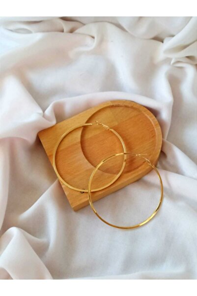 Eva Takı Büyük Halka Altın Kaplama Çelik Küpe