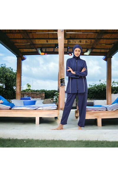 Shopiolog Geometric Patterned Long Micro Sleeve with Full Hijab Model