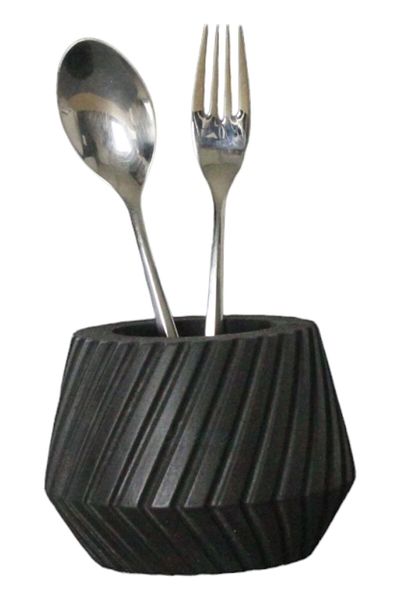 Evene Countertop Cutlery Decorative Upright Cutlery Holder Cylinder Cutlery Black Color Model 21