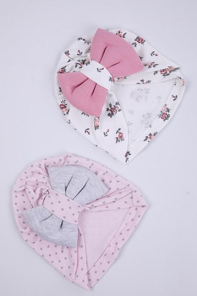 Babyhola Ribbon Patterned Baby Bone Hat Beret 2-Piece Set 0-6 Months Gift 1758