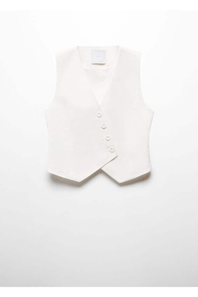 MANGO Woman Двобортний тканинний жилет на ґудзиках