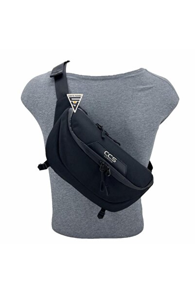 ÇÇS London 31412 - Чорна сумка на пояс з двома кишенями XL