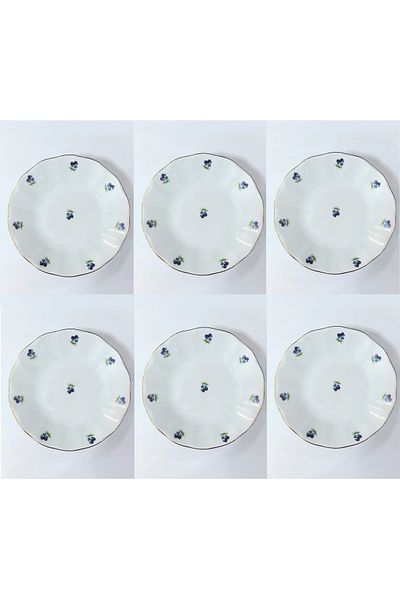 Porland Pansy Blue Porcelain Tea Plate - 6 Pieces