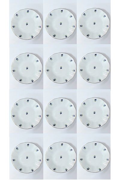 Porland Poppy Blue Porcelain 12-Piece Tea Plate