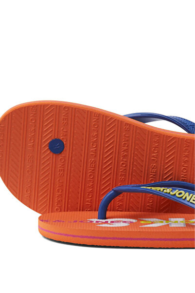 Jack & Jones Erkek Jfwbrıght Yazı Detaylı Parmak Arası Terlik 12251242 Oranj