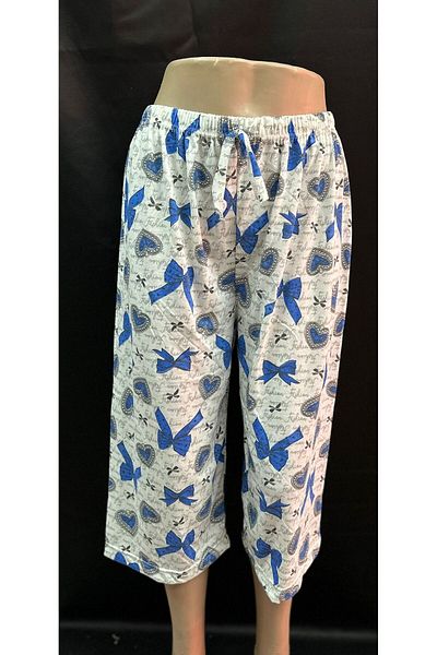 Kuryıldız White Patterned Cotton Women's Pajamas - Below the Knee Single Bottom