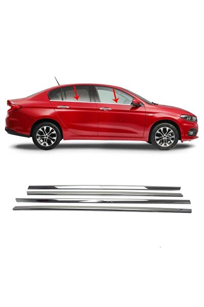 ueskrom FİAT EGEA SEDAN 2015-2024 MODELLER ARASI KROM CAM ÇITASI 4 PARÇA PASLANMAZ ÇELİK