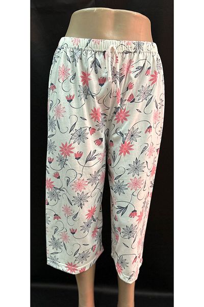 Kuryıldız White Patterned Cotton Women's Pajamas - Below the Knee Single Bottom