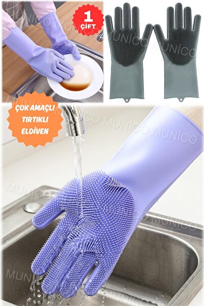 Munico Leke Çıkarma Silikon Isı Yalıtımlı Eldiven Temizleme Aracı Bulaşık Hay...