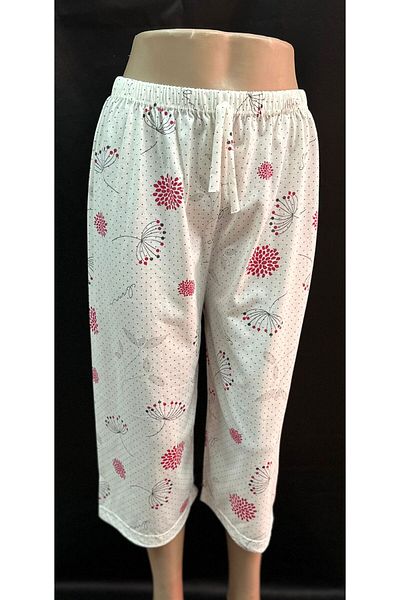 Kuryıldız White Patterned Cotton Women's Pajamas - Below the Knee Single Bottom