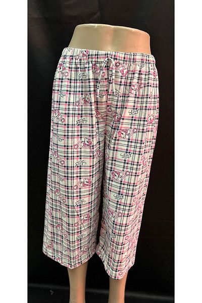 Kuryıldız White Patterned Cotton Women's Pajamas - Below the Knee Single Bottom