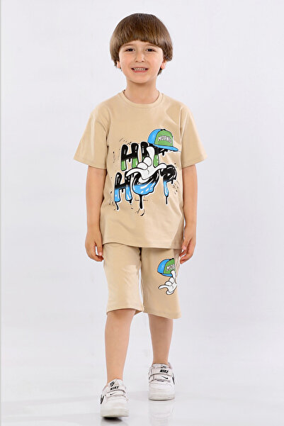 MORNIO Set de 2 piese cu imprimeu hip-hop pentru băieți, tricou și pantaloni ...