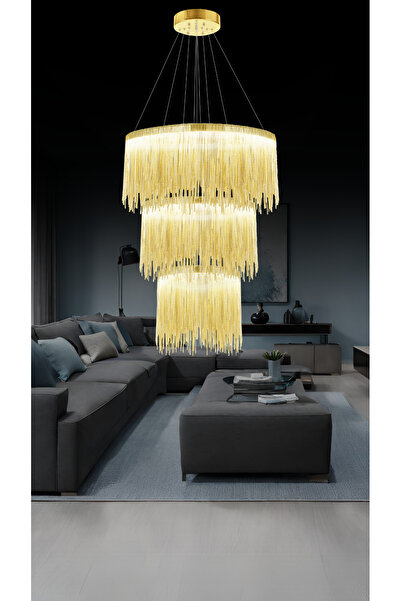 RONİSU AYDINLATMA Katena 80'lik  Zincir Detaylı Led Avize Otel Salon Lobi Vil...