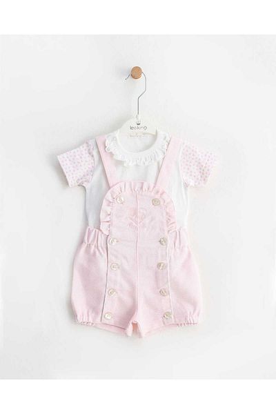 MİMBOKİDS Light Pink Baby Girl Bodysuit and Salopet - Set of 2