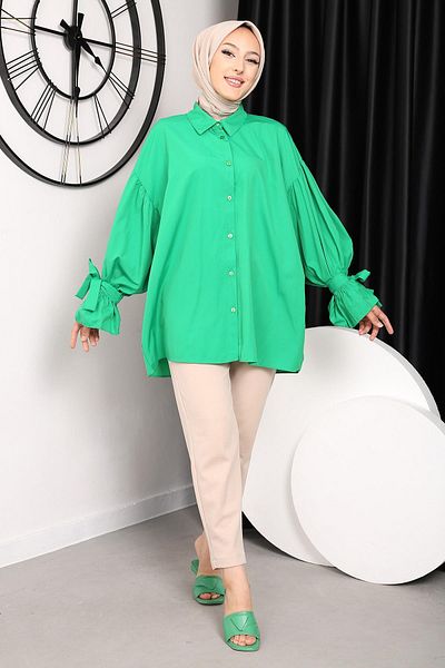 Nergis Neva Butik String Tunic with Tied Sleeves