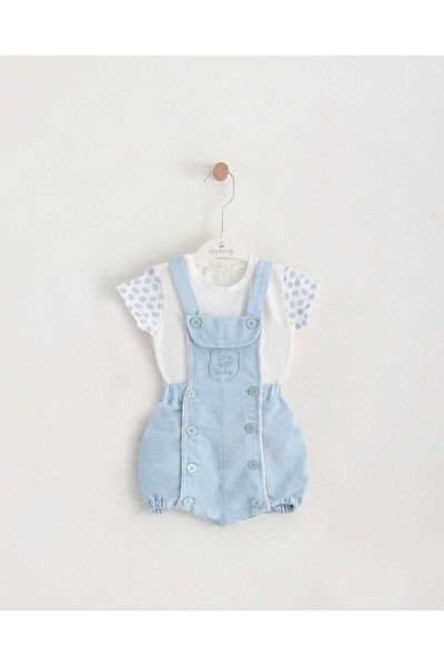 MİMBOKİDS Light Blue 2-Piece Bodysuit and Salopet Set for Baby Boy