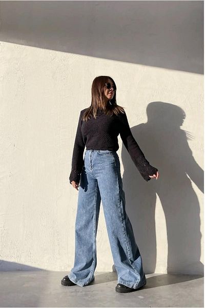 GAMZE ALPTEKİN High Waist Lycra Extra Palazzo Jeans