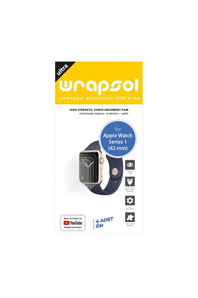 Wrapsol Apple Watch Series 1 42 ملم - واقي شاشة للساعة الذكية من مادة البولي يوريثين