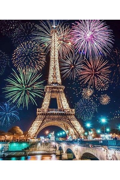 MARCEL SANAT Eiffel Tower And Fireworks Marcel Art Diamond Mosaic Painting 51x58cm