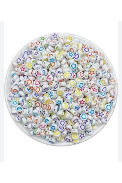 yiğit aksesuar 100 τμχ Heart Star Moon Beads - Μικτό χρώμα και σύμβολο