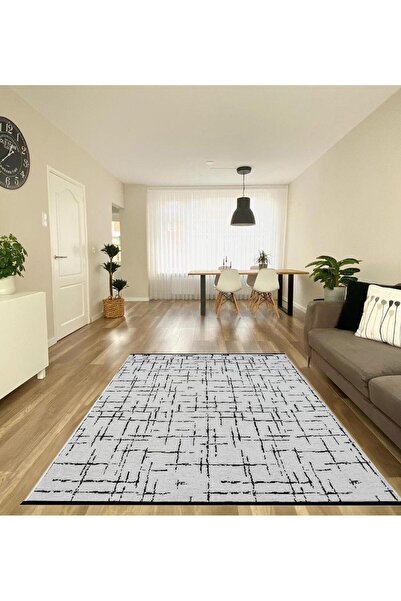 Çam Halı Bodrum Bdr 121 Beyaz Özel Latex Kaymaz Tabanlı Kilim