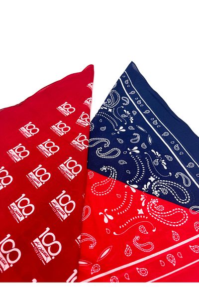 Naz İpek Ethnic Patterned White-Red-Blue Cotton Bandana Set 50x50 Summer Scarf