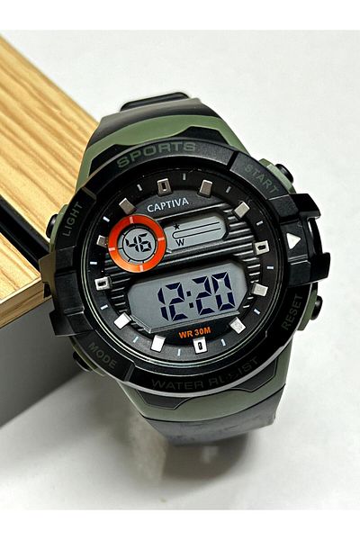 captiva 30 Mt Waterproof Youth Wristwatch - Large Case with Light, Alarm, Stopwatch and Calendar