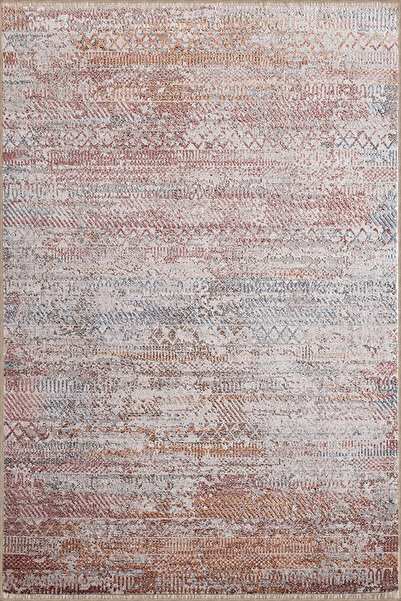 Rugs Modern Halı Pudra ve Gri Temalı SOyut Geometrik Desenli Kreatif Modern D...