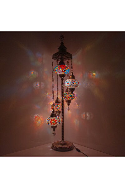 mosland home Mozaik 5'li Lambader, Köşe Lambası, Osmanlı Dekoratif Ev Aydınlatmaları, El Yapımı Mozaik Lamba