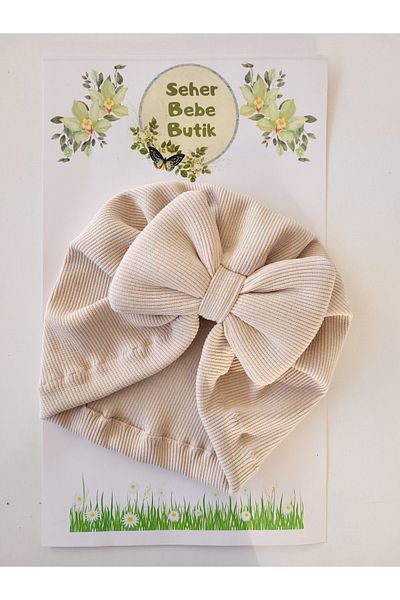 SeherBebeButik Baby Girl and Child Bonnet with Colorful Bow - Soft and Flexible