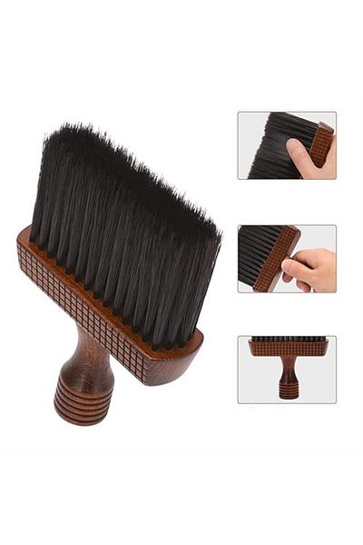 Nano Absolute Nape Brush Wooden Nape and Beard Hair Cleaning Brush for Barbers and Hairdressers