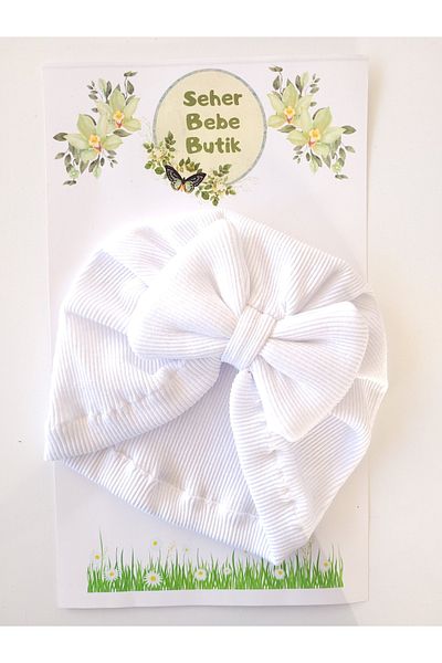SeherBebeButik Baby Girl and Child Bonnet with Colorful Bow - Soft and Flexible