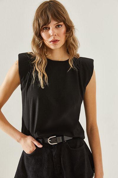 Bianco Lucci Ärmelloses, wattiertes Basic-T-Shirt für Damen -60251201