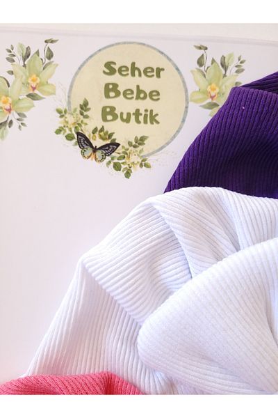 SeherBebeButik Baby Girl and Children's Bonnet with Colorful Bow - Set of 3
