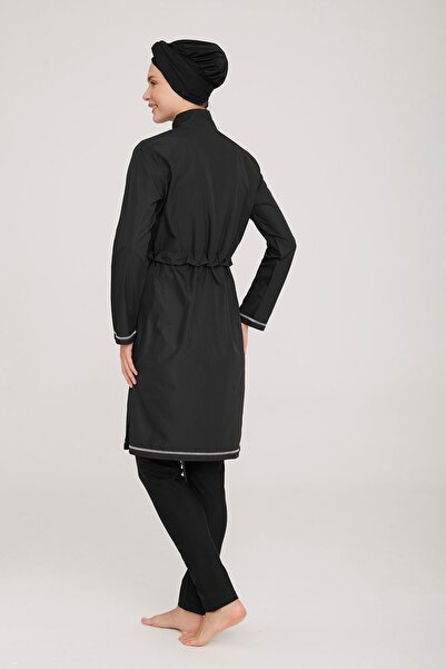 ZF BUTİK Μαύρο μαγιό Hijab - Μαγιό ZF με φερμουάρ και πλήρη κάλυψη