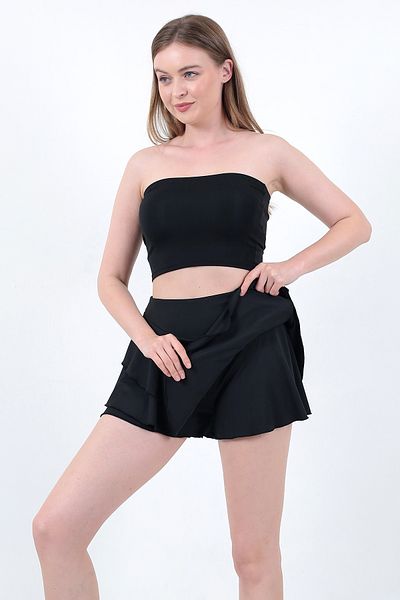 WAYS Fusta neagră pentru damă, pantaloni scurti sport