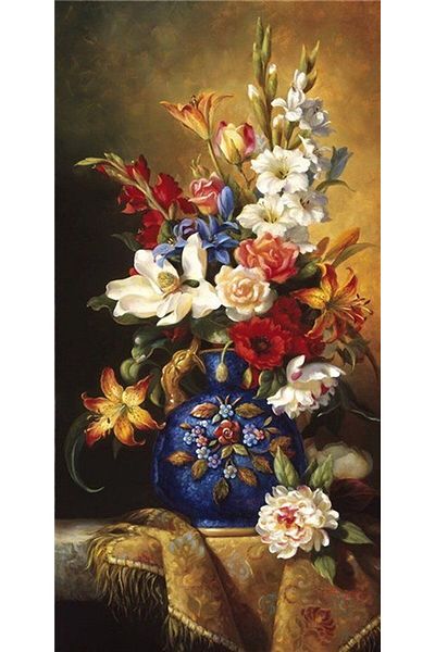 MARCEL SANAT Classic Flowers Diamond Mosaic Painting 41x81cm