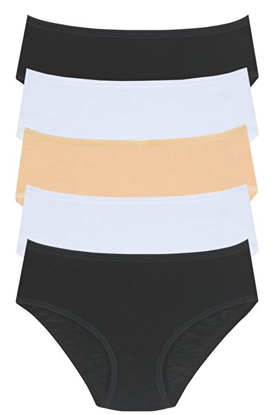Newlilla 1207 Жіночі біло-чорні трусики з товстими краями, 5 штук, V13