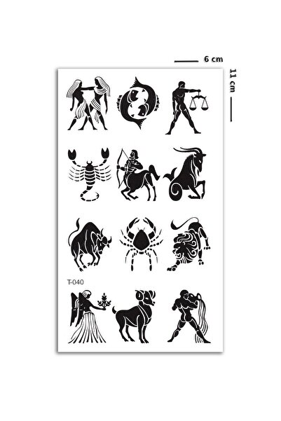 BP Tattoo Burçlar Mini Boy Geçici Dövme Zodiac Tattoo