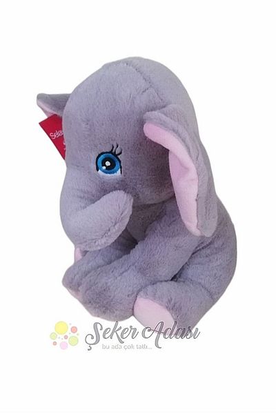 Şeker Adası 30 Cm Cute Plush Elephant with Pink Ears