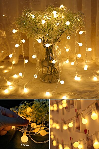 Mashotrend 20 Ledli 5 Metre Mini Ampul Led - Sarı Led Şerid Led Peri Led Dekoratif Led