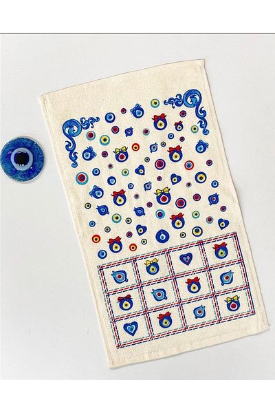 Neweste 12 Pcs Promise Engagement Henna Wedding Circumcision Car Convoy Towel Evil Eye Bead Themed Towel 50*30cm