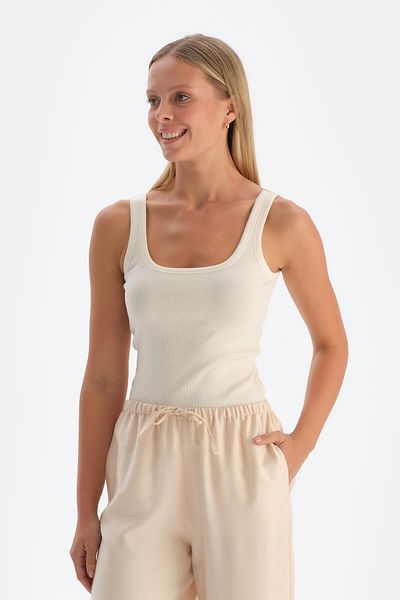 Dagi Off-White Modal-Unterhemd aus gekämmter Baumwolle