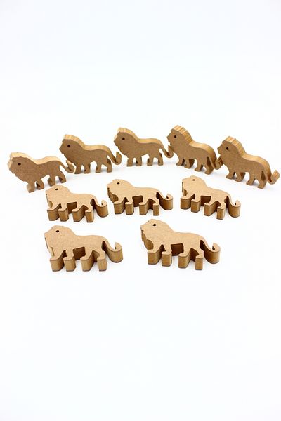 na neşeli ahşap 10 Pieces 10 cm Can Stand Upright Lion Figure - Preschool Educational Activity