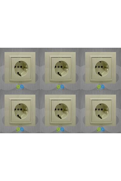 ELBİ Zena Natural Grounded Socket Frame Cream 6 Pieces