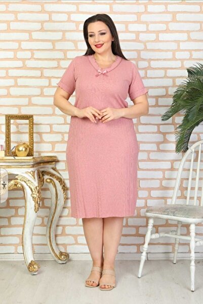 Freeista Dried Rose Large Size Ribbed Nightgown