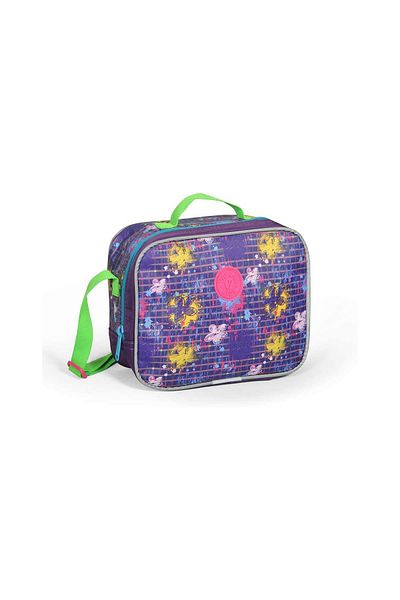 Yaygan Kids Purple Patterned Wide Compartment Adjustable Shoulder Strap Waterproof Girl's Lunch Box