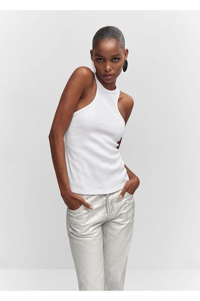 MANGO Woman Neckholderbluse mit Pailletten