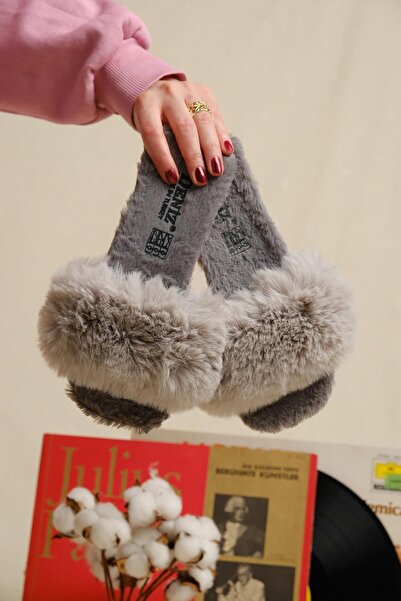 Oksit Dnz Blunt Toe Fluffy Women's House Slippers Furry Slippers