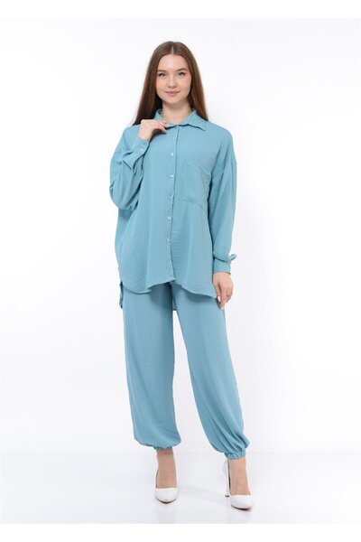 Nuseel طقم قميص وسروال Aerobin نسائي من الأسفل والأعلى مكون من قطعتين باللون ...